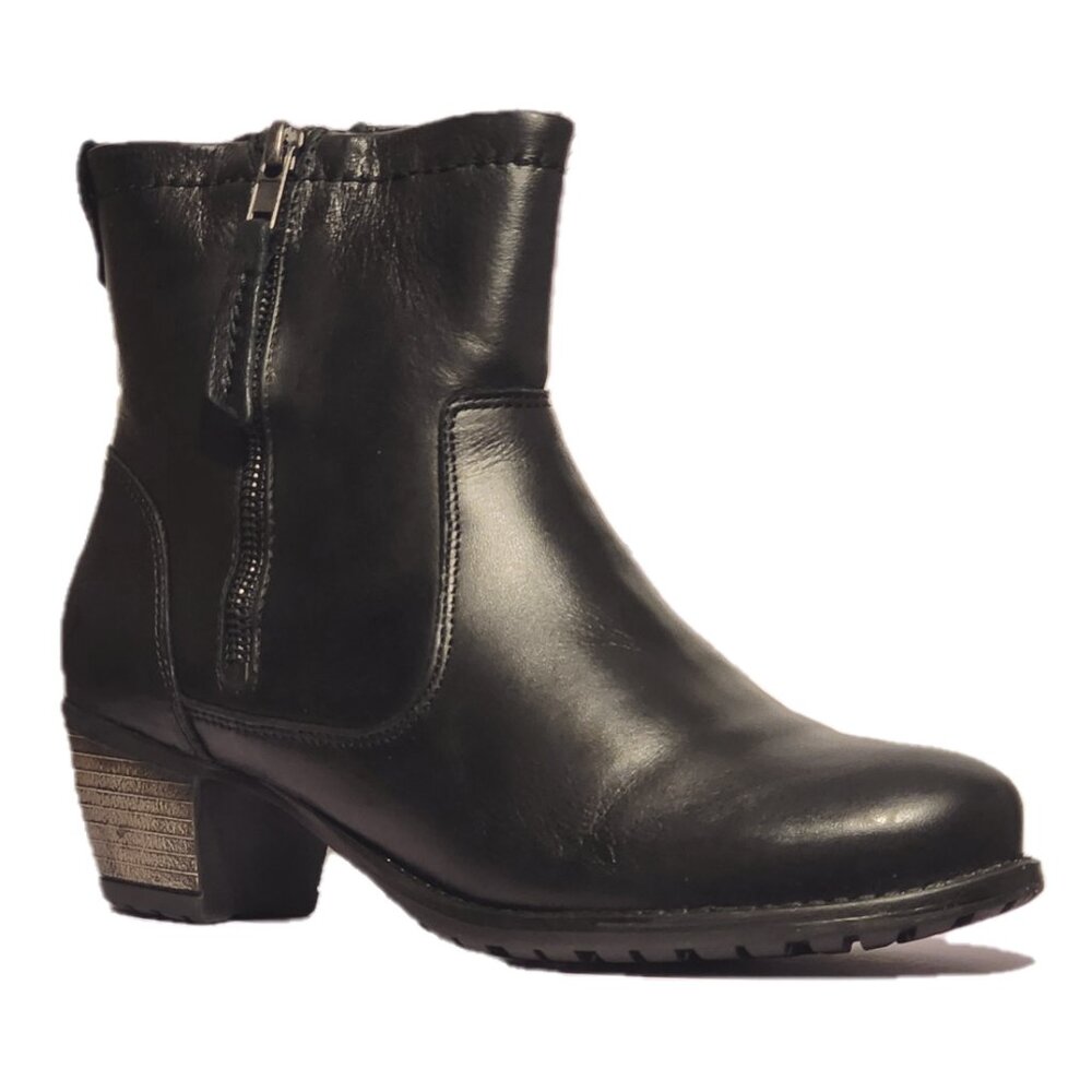 NEW Eric Michael Women Audrey Black Leather Above Ankle Block Heel Dress Bootie